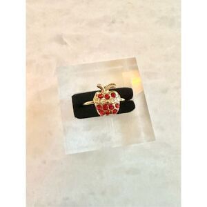 Juicy red apple adjustable ring